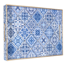 Large Decorative Rectangular Serving Trays Platter with Handles Multiple Designs