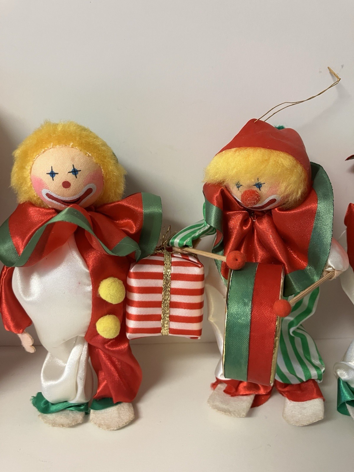 Vintage Russ Berrie Co Circus Clown Christmas Ornaments Lot of 5 EXCELLENT