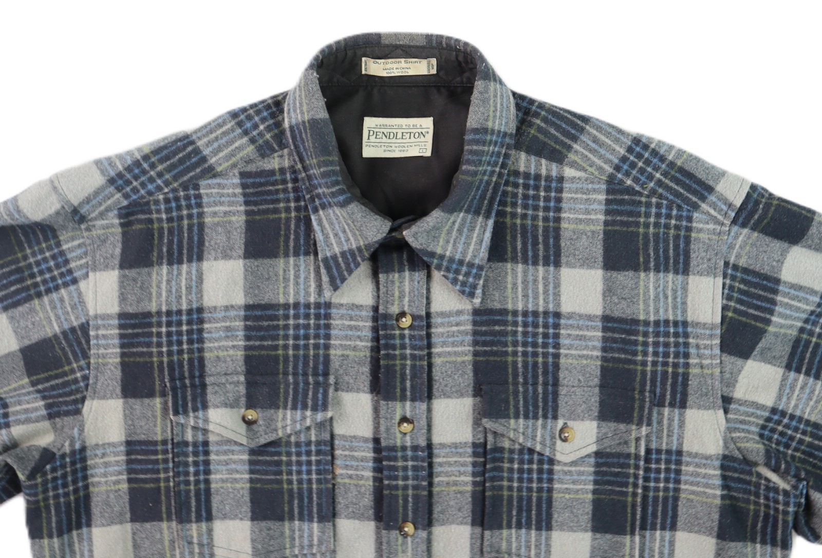 PENDLETON US Men’s Large Gray Plaid Button Down 1… - image 4