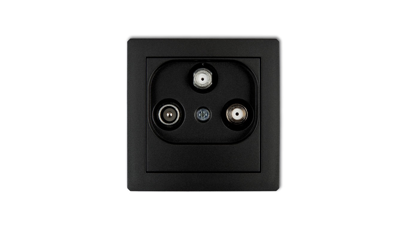 Deco antenna socket 2 outputs satellite + TV matte black 12DGSN