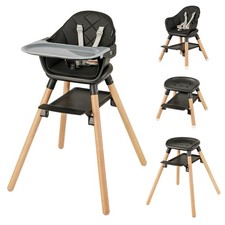6-in-1 Convertible Wooden Baby Highchair Infant Feeding Chair w/ Removable Tray