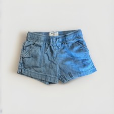 Old Navy Tie Elastic Waist Cotton Chambray Shorts GIRLS Large 6/7 Blue Denim