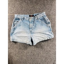 American Eagle Dungaree Short Women 8 Light Wash Y2K 90s Vintage Carpenter Denim