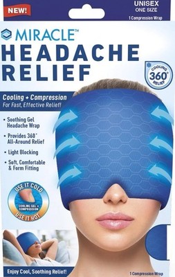 Miracle Headache Relief - Cooling + Compression. Cooling 360° Relief.  Box Damag