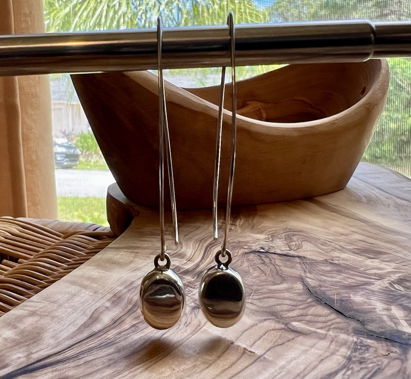 Vintage Silpada 925 Sterling Silver India Dangle Drop Hoop Earrings Threaded