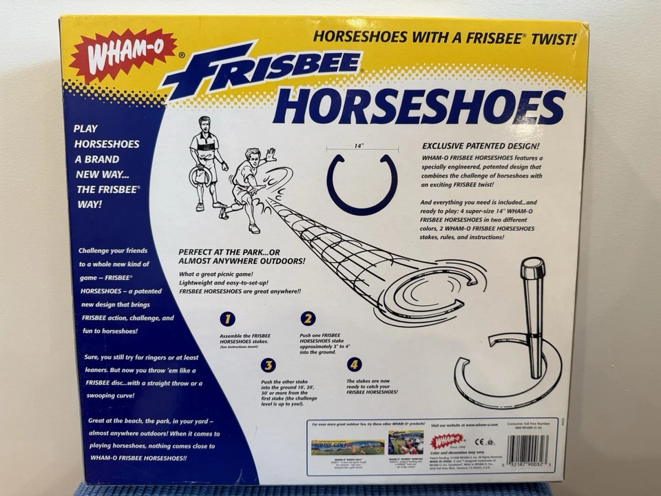 NUEVO Herraduras Wham O Frisbee 1997 Césped Playa Juego Juguete Deportes Años 90 Nuevo en Caja Foto 3 de 4