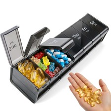 XXL 7 Day Pill Organizer AM PM Daily Medicine Holder Jumbo Compartments