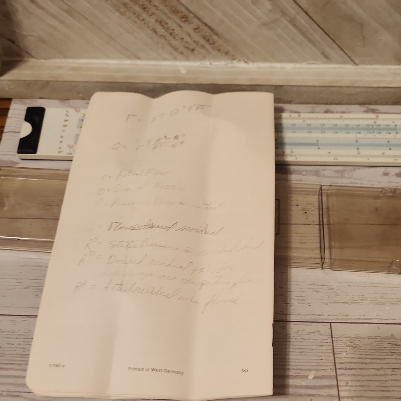 VINTAGE DIETZGEN CLEAR SCALE 1739L SLIDE RULE WITH CASE AND PAPERWORK