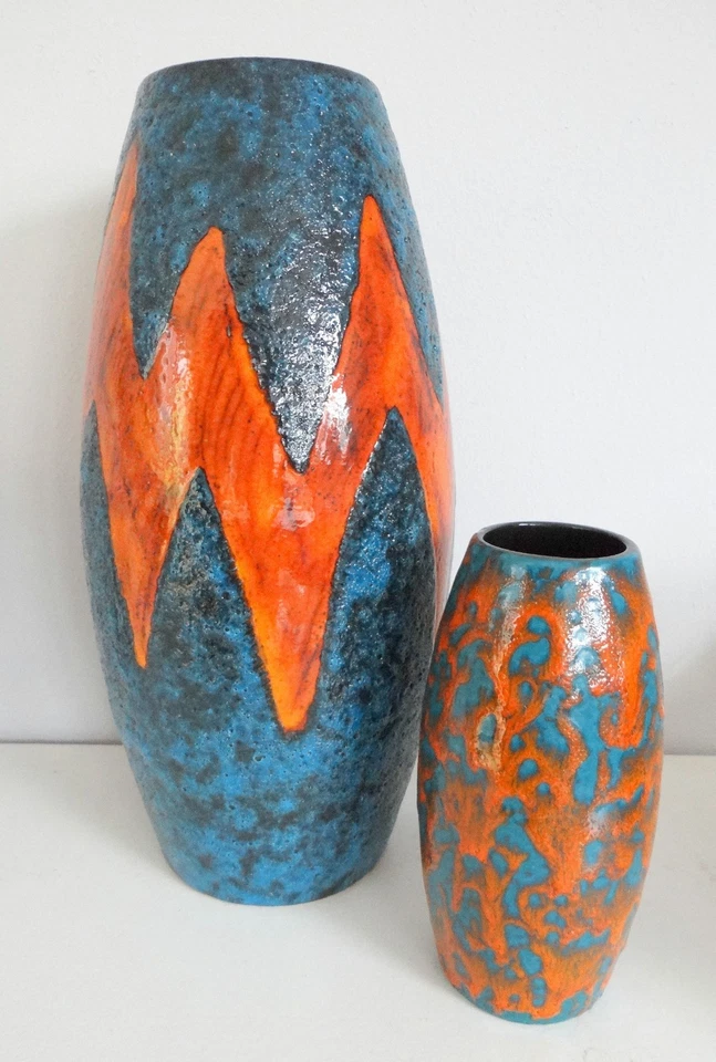 Scheurich Vase 522/20 top Zustand Orange Türkis Fat Lava 70er top Zustand - Bild 3 von 3