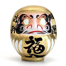 JAPANMUSEUM Japanese Gold Daruma Doll Handmade Traditional Crafts Zen Statue ...