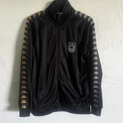 Kappa Track Jacket Black Gold 5 Long sleeve zip up Size Large