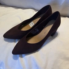 Christian Siriano for Payless Women’s Burgundy Suede Block Heel Pumps Size 9.5