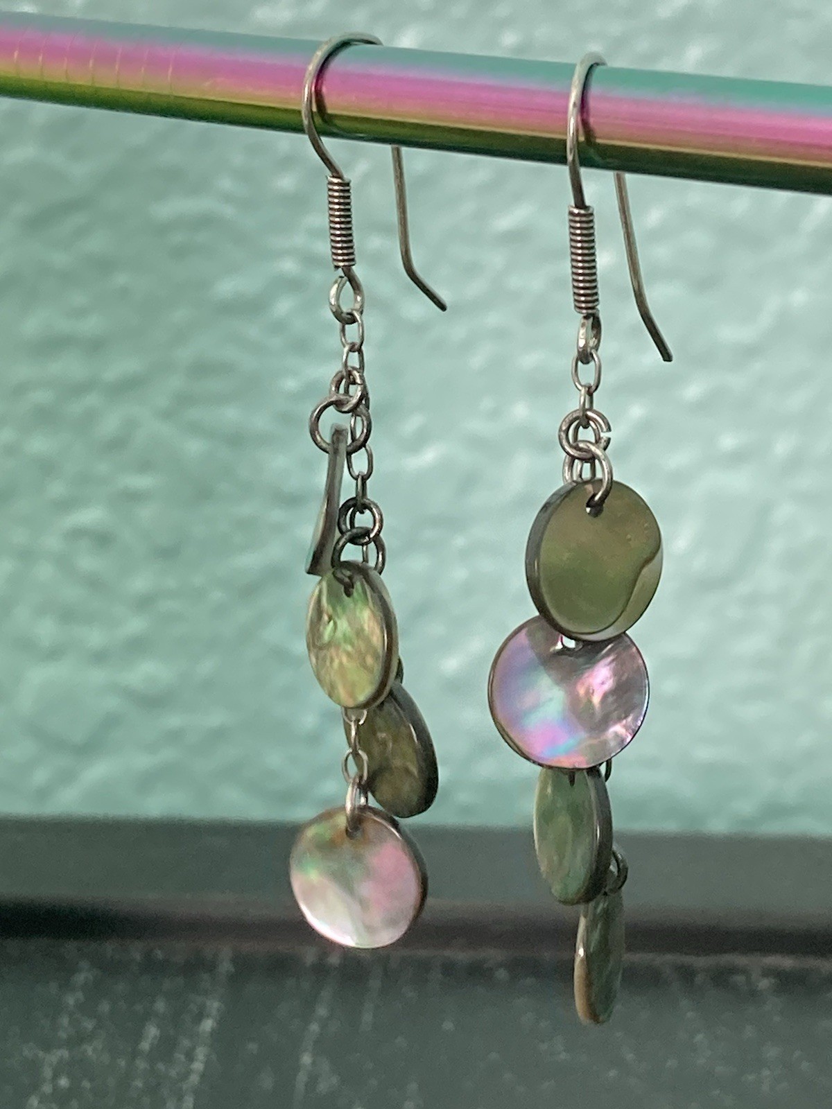 Abalone Shell Multi Disc Dangle Cascade Earrings … - image 4