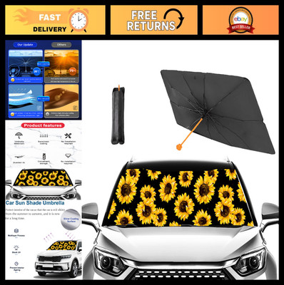 Foldable Sunflower Car Umbrella Sunshade - UV Block Windshield Shade for SUV/Tru