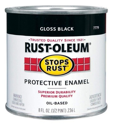 RustOleum 7779730 Stops Rust Brush On Paint, Half Pint, Gloss Black
