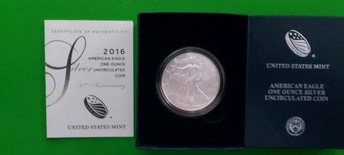 2016-W. AE, SILVER UNCIRCULATED COIN- ANNIVERSARY ISSUE WITH EDGE LETTERING