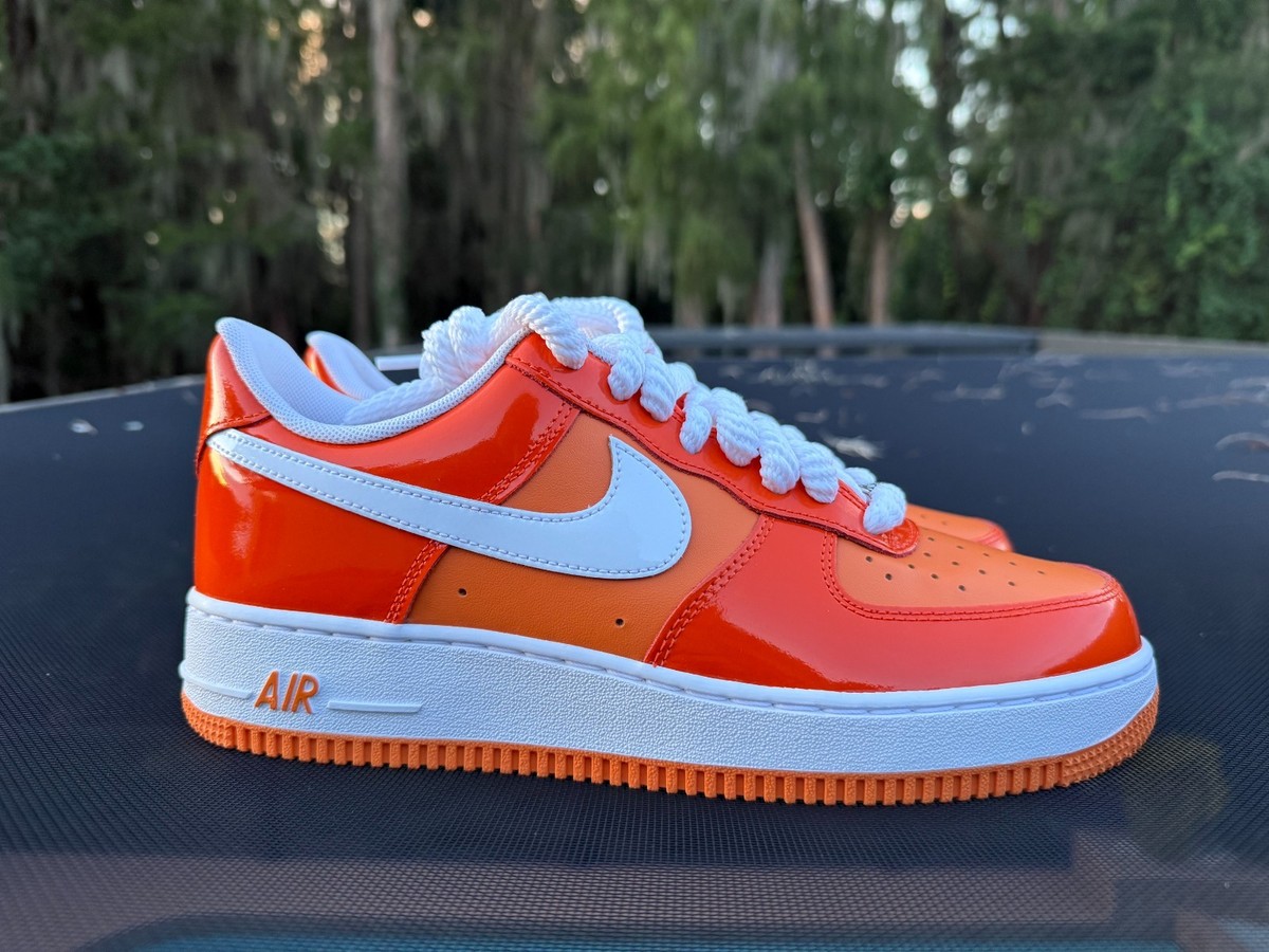 New Nike Air Force 1 Low '07 Orange White Patent Size 9 (HV9405