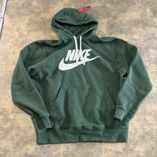 Nike Hoodie Men's Size M Green Fleece Pullover Sweatshirt SEE FLAWS