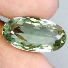 Prasiolite taille ovale du Brésil, 15,82 carats
