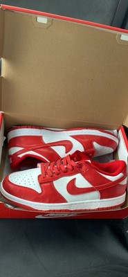 Nike Dunk Low Red White Men's Lace Up Athletic Sneakers