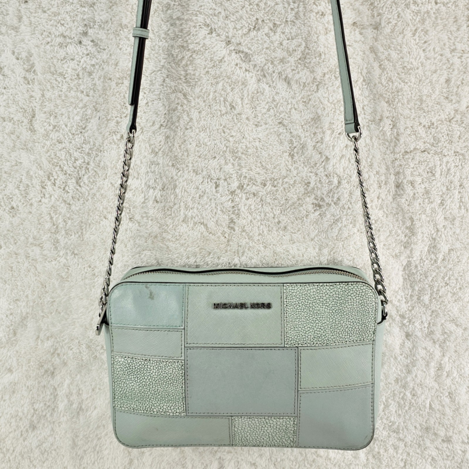MICHAEL KORS Mint Green Patchwork Tiles Jet Set C… - image 12