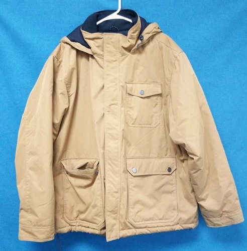 Swiss Tech Men's XL Khaki Zip-Up Hooded Winter Jacket - product listing photo