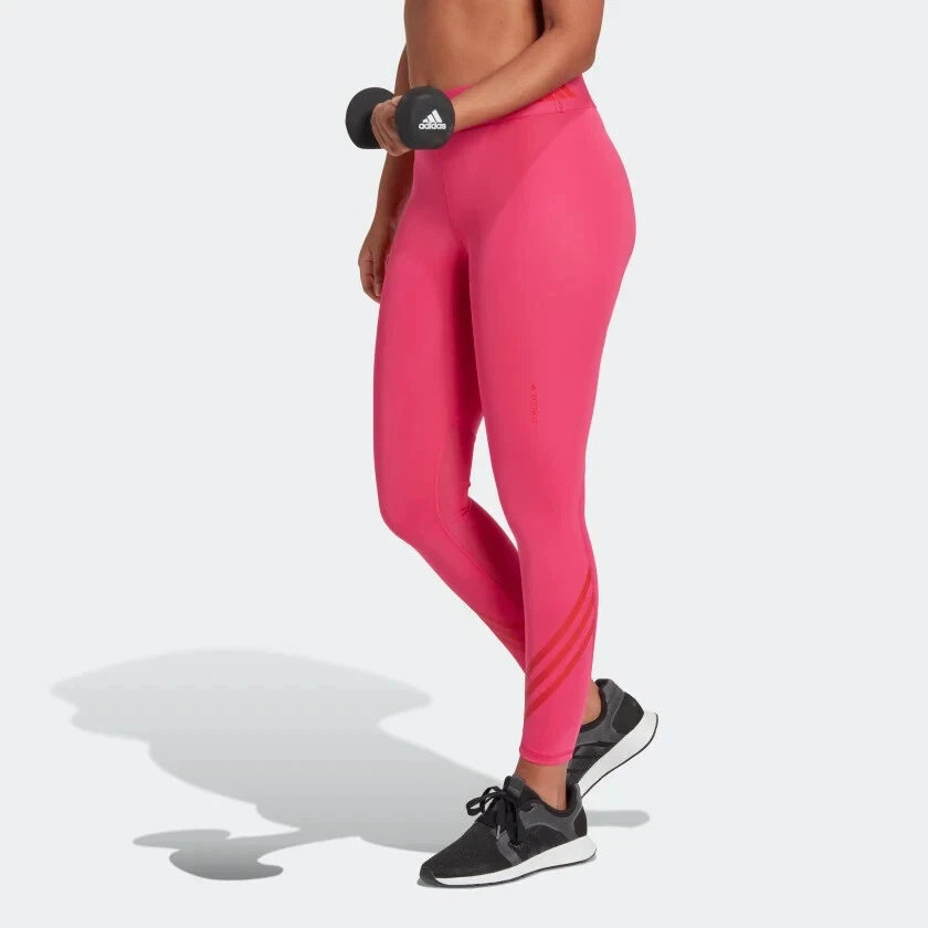 ADIDAS Womens Techfit 3-Stripe Training Tight Leggings | Pink Small | HL6089