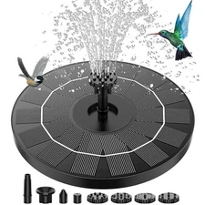 3.5W Solar Fountain Solar Powered Fountain Pump with 6 Nozzles Solar Birdbath...