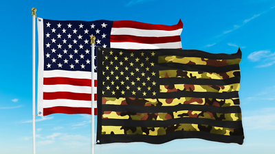 G128 Combo: USA 150D Flag & American USA Camouflage Flag 3x5Ft