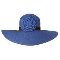 Floppy Sun Hat With Crochet Flower Floppy Sun Hat With Crochet Flower