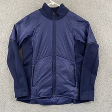 Athleta Jacket Womens L Blue Fitted Zip Running Yoga Track Stretch Sport Light