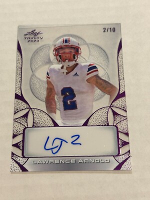 2024 LEAF TRINITY LAWRENCE ARNOLD 2/10 PURPLE FOIL CLEAR ROOKIE AUTO KANSAS SSP