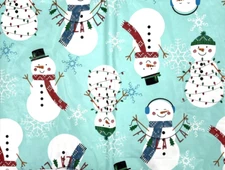 Vinyl Tablecloth Flannel Backing 52in x90in Oblong Blue White Snowman Winter New