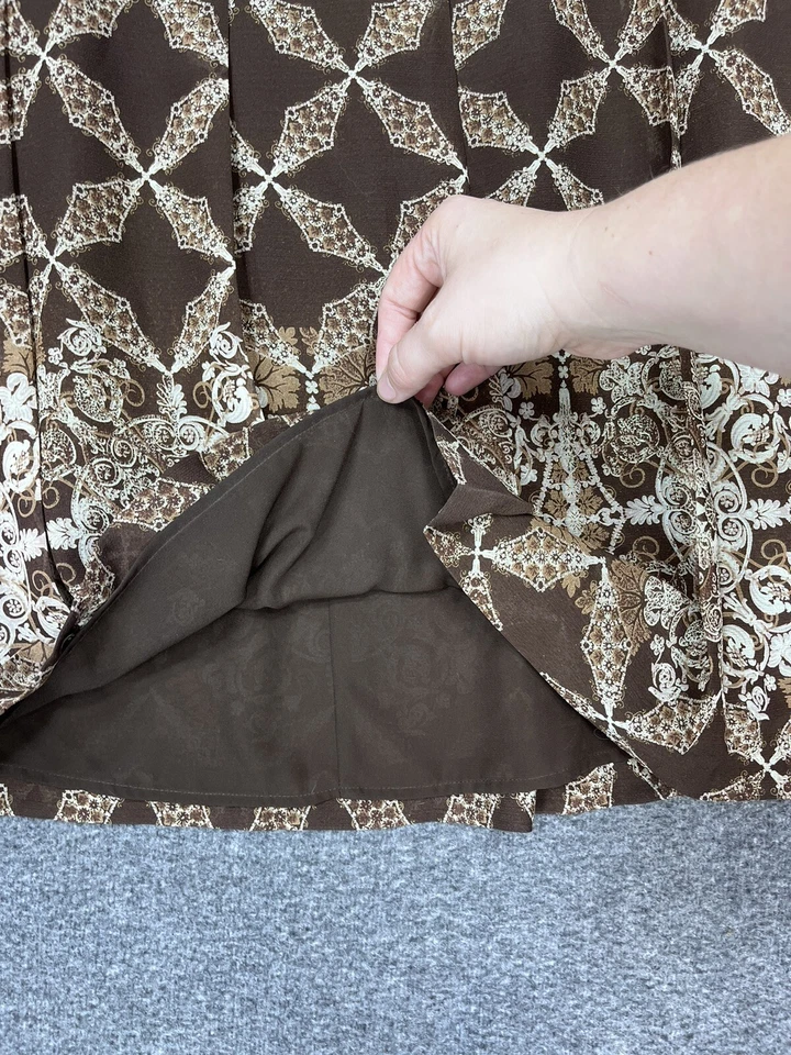 Falda Tapemeasure Plisada Línea A Para Mujer 14 Marrón Cachemira Forrada Geométrica Foto 4 de 4