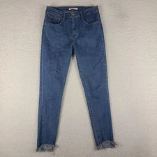 Levi's 721 Jeans Womens 30 High Rise Skinny Fray Medium Wash Blue