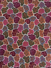22" Ozark Calico Fabri-Quilt Purple Plum Pink Green Salmon Flower Blobs Fabric