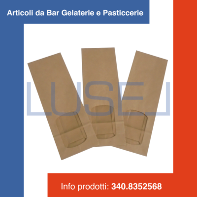Sacchetti Di Carta Con Finestra 8x28 Cm – Confezione Da 50 Pezzi, Ideali Per Alimenti, Cioccolatini, Caramelle