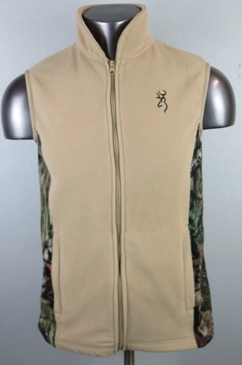 Mens Browning Vest Hunting Fishing Outdoors Brown Camo Size S Polyester Fleece