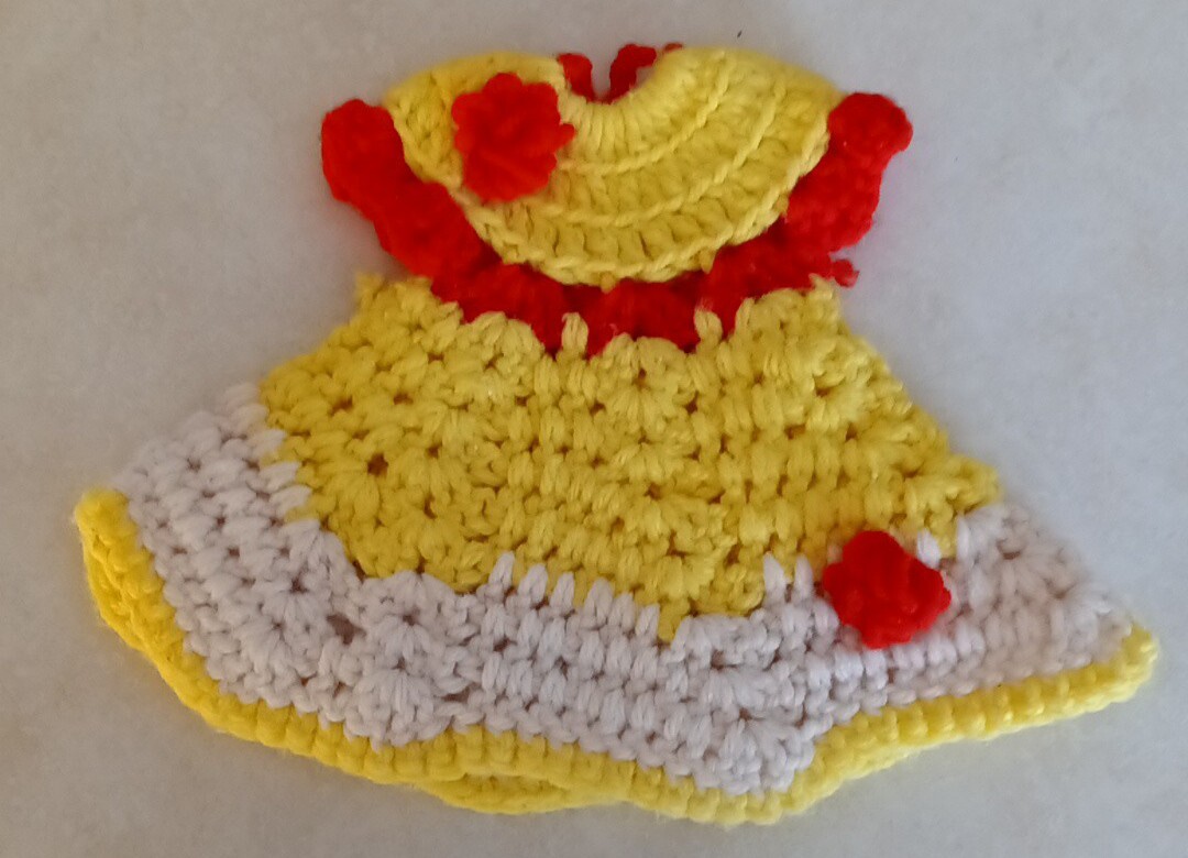 Crocheted Dress Shaped Pot Holder Vintage