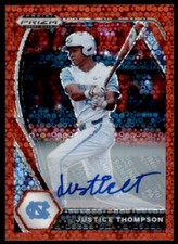 2021 Panini Prizm Base AUTO Prizms Red Donut Circles #180 Justice Thompson /99