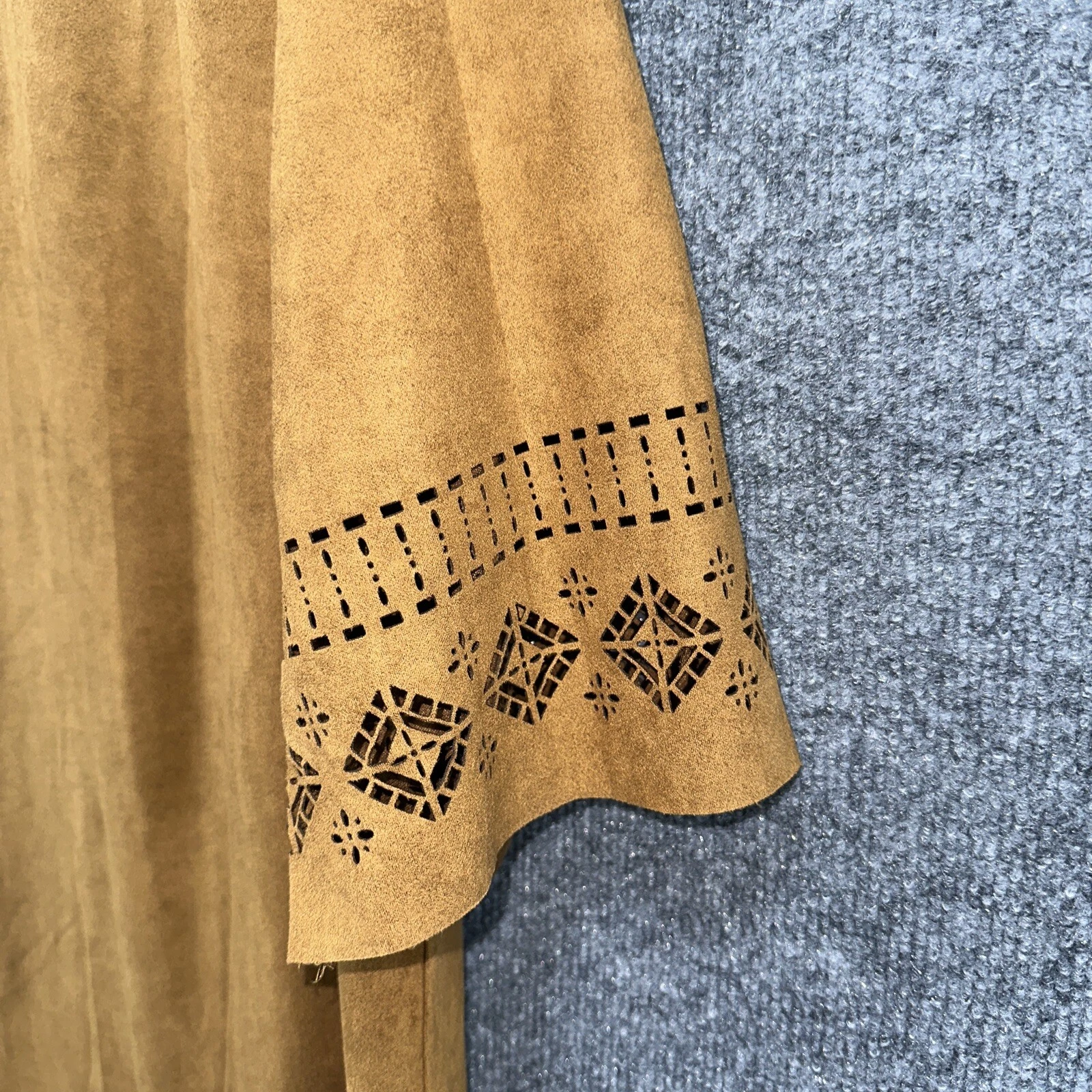 VETEMENTS Abito donna She+Sky taglia L marrone scamosciato maniche 3 4 midi casual taglio boho