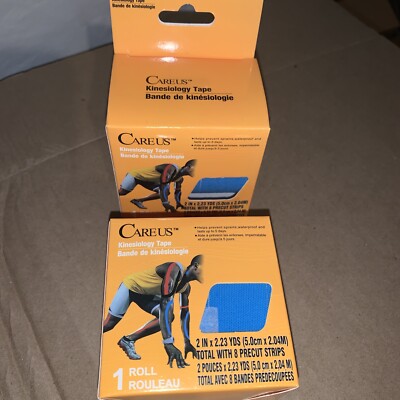 Careus Kinesiology Tape Sports Tape 2 pack New 5.0CMx2.04M Pre-Cut Strips Blue
