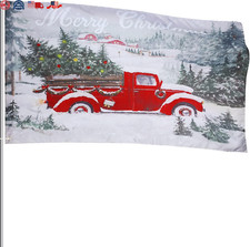 Merry Christmas Garden Flag 3 X 5 Ft Red Truck Double Sided Christmas Flag Xmas