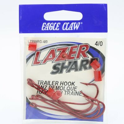 Eagle Claw L7259RG Lazer Sharp 6 Pack Trailer Fishing Hooks Size 4/0