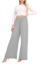 Women Ladies Palazzo Plain Flared Wide Leg Pants leggings Baggy Trousers
