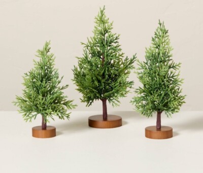 Decorative Mini Cypress Christmas Trees (Set of 2) Hearth & Hand  with Magnolia
