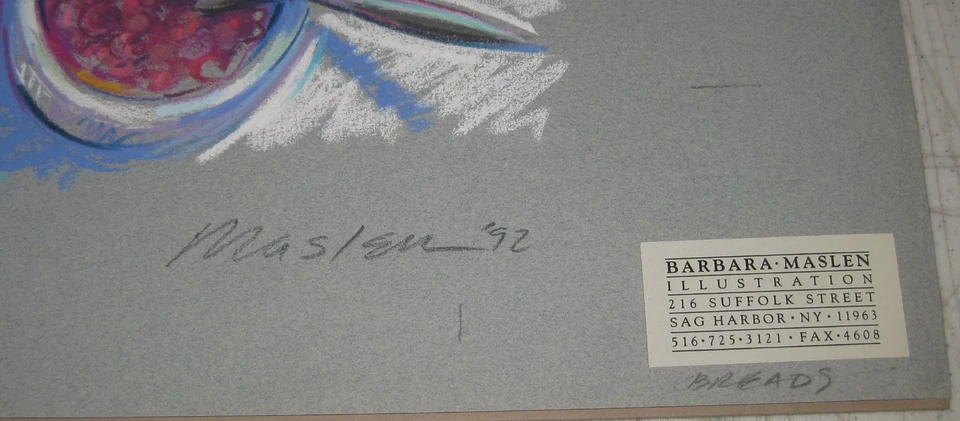Pintura ORIGINAL Barbara Maslen PANES Pastel ILUSTRACIÓN - Listado Sag Harbor Foto 3 de 4
