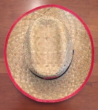 Vintage Kids/Adult 1950s Western Cowboy Straw Hat w/ Red Star and Red Trim 6 7/8