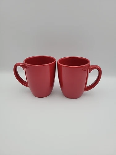 Corelle Coordinates Stoneware - Set Of Two Coffee Cups - Red Mug