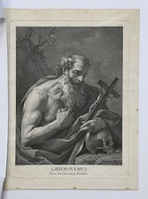 Incisione Di San Girolamo Domenico CUNEGO (1727-1803) Da Guido Reni Gerome